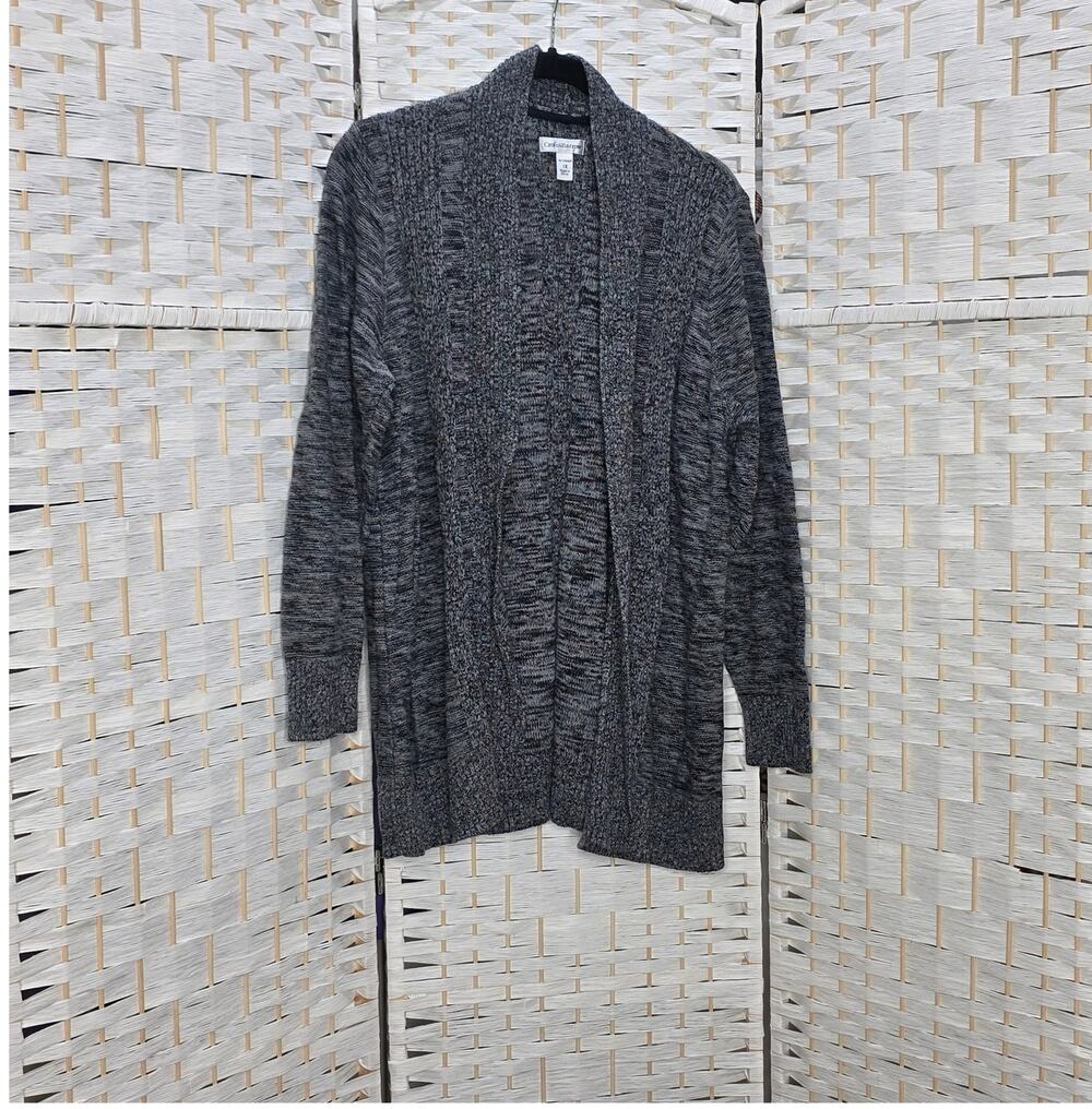 Croft & Barrow Woman Cardigan Sweater Size 1x Gray Open Front